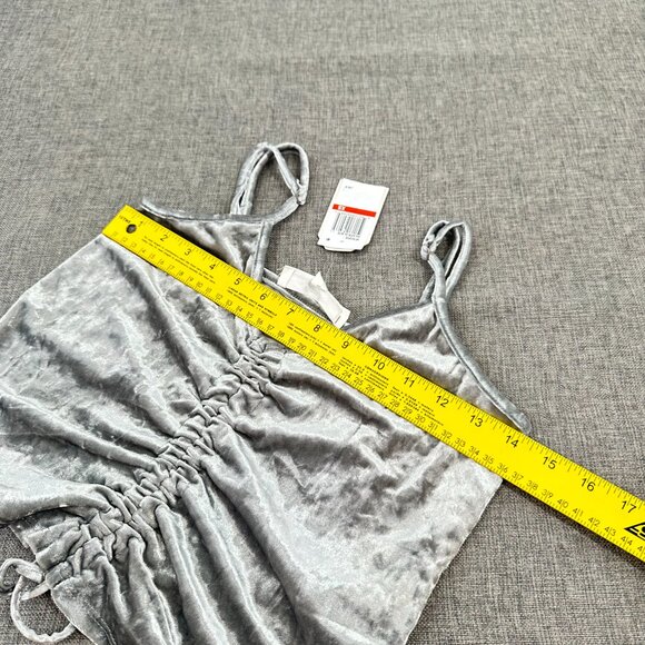 NEW! Hippie Rose Satin Ruched Top Silver Shiny Adjustable Straps XS Stretch Poly - Picture 11 of 15